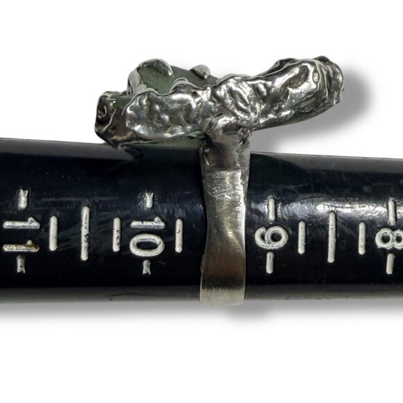 Heart Shaped Sea Glass Ring Artisan Crafted W/ Upcycled Spoon Bowl Band Sz 7.5 - Picture 10 of 14